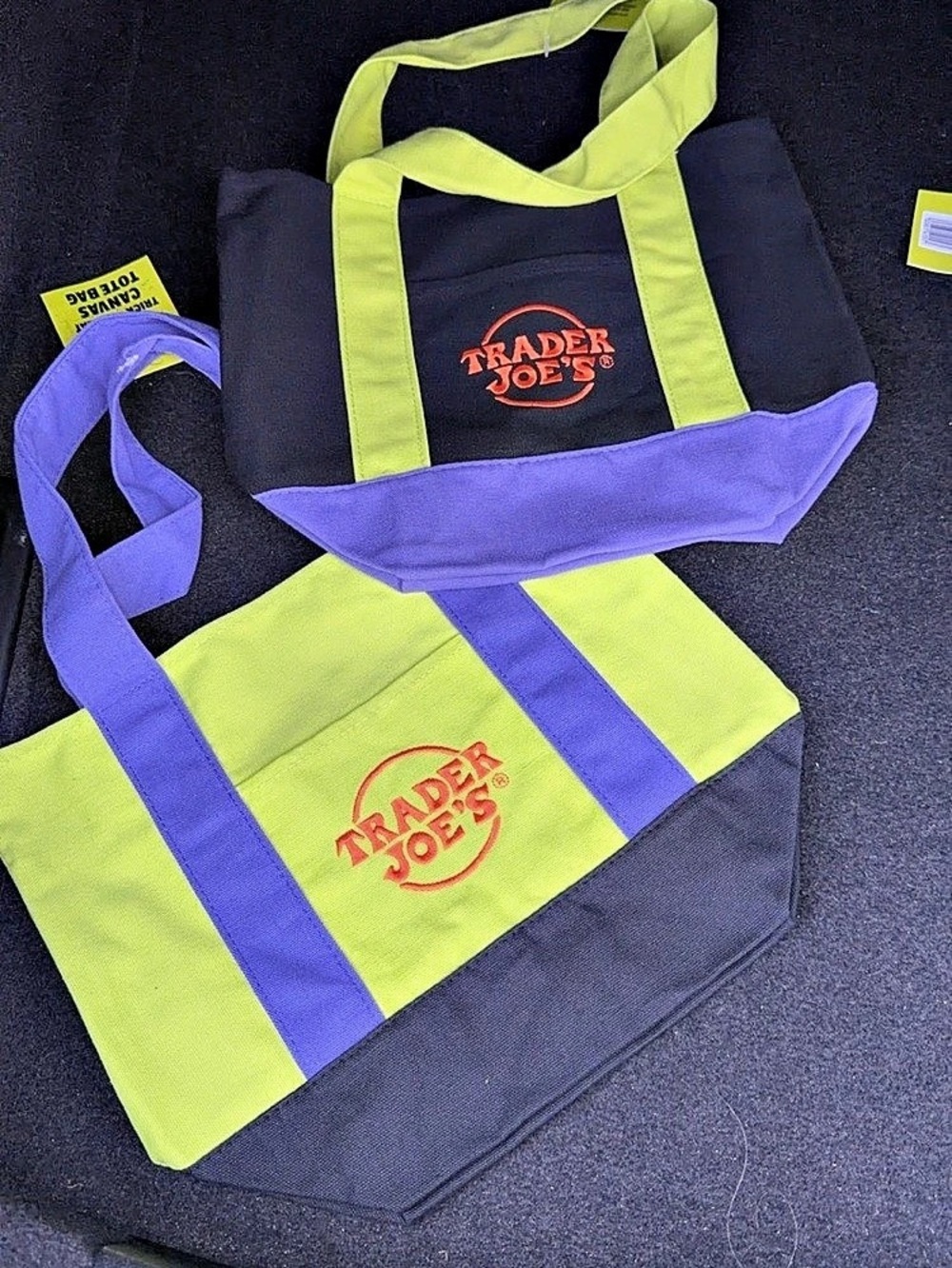 Trader Joe's Trick-or-Treat Mini Canvas Tote Bag Bags black & Green